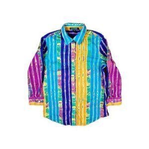 Lauren Ralph Lauren Women’s Shirt Medium Striped Tie-Dye Multicolor Button-Up